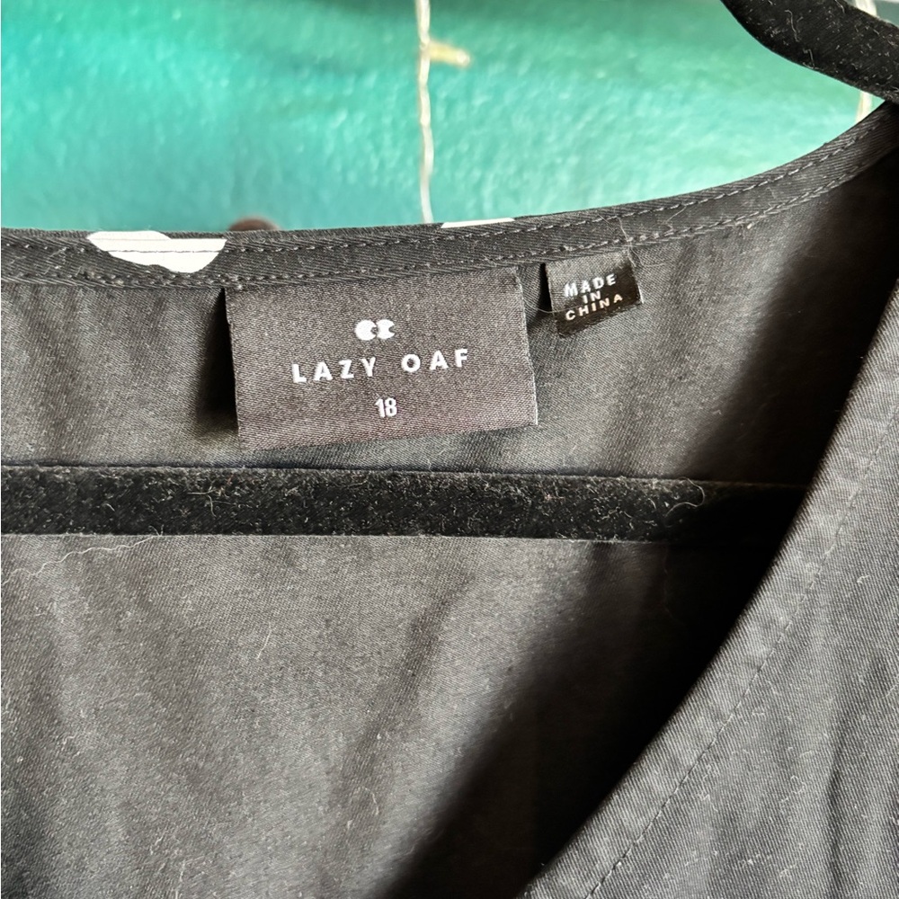 Lazy Oaf Black Dress Happy Sad Puff Sleeve Dress - Picture 2 of 6